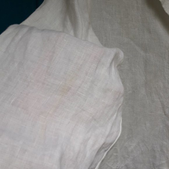 Linen Shirt Vintage White Button Down Blouse Irish Linen Embroidered Accent - Picture 13 of 16